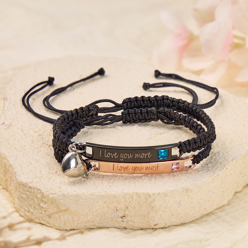 FuAttract Love Connection & Harmony Stainless Steel Engraved Plate Heart Link Braided Bracelet - image 7