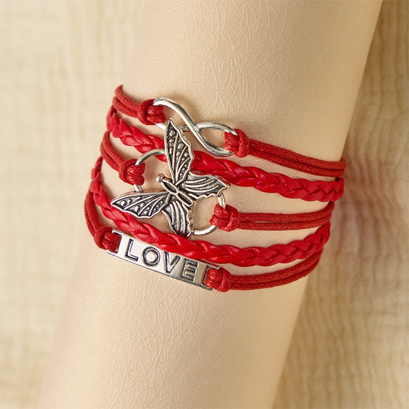 FuAttract Eternal Love & Harmony Vintage Butterfly Infinity Multi Layer Leather Bracelet - image 2