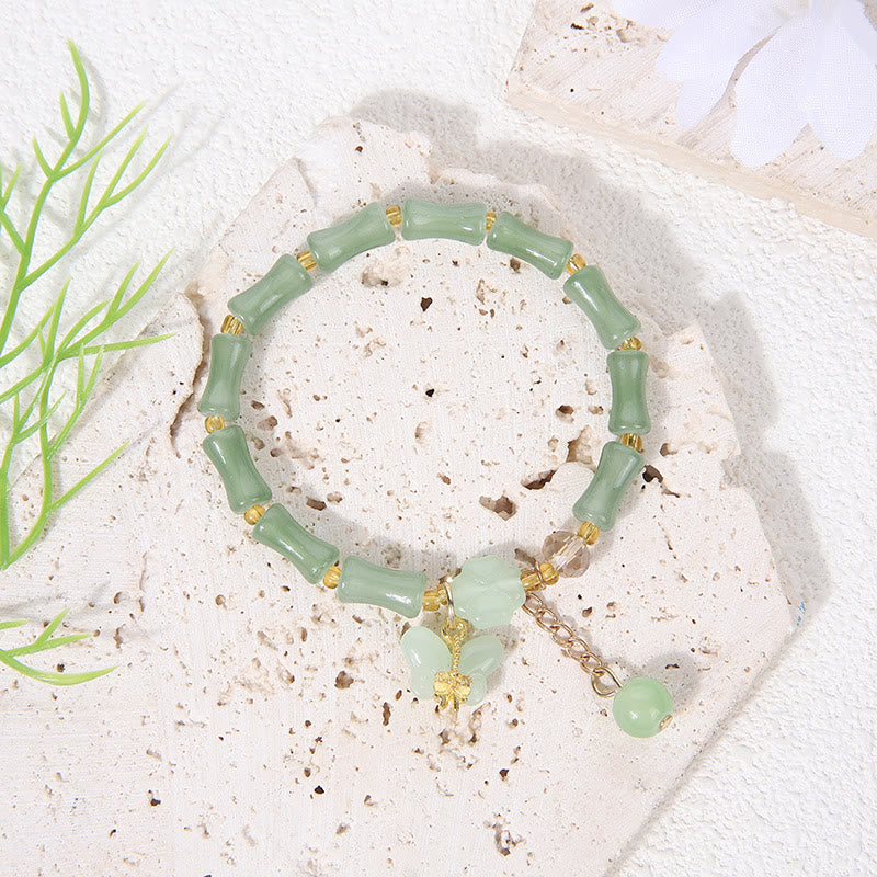 FuAttract Luck Prosperity & Growth Green Aventurine Peanut Four Leaf Clover Bamboo Bracelet - Butterfly - image 14