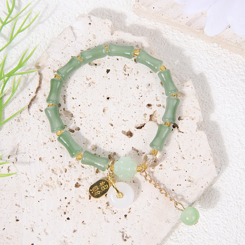 FuAttract Luck Prosperity & Growth Green Aventurine Peanut Four Leaf Clover Bamboo Bracelet - Wealth Plaque - image 6