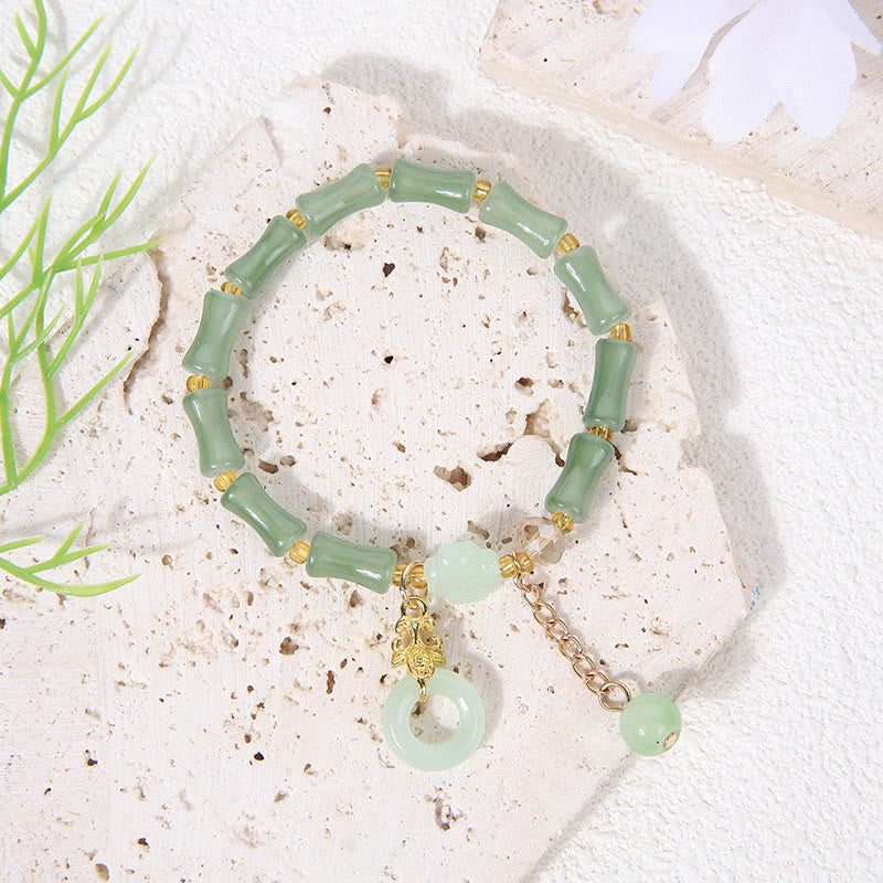 FuAttract Luck Prosperity & Growth Green Aventurine Peanut Four Leaf Clover Bamboo Bracelet - Ping An Buckle - image 11