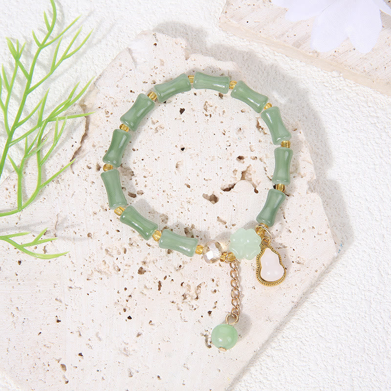 FuAttract Luck Prosperity & Growth Green Aventurine Peanut Four Leaf Clover Bamboo Bracelet - Calabash 3 - image 10