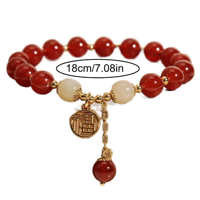 FuAttract Fortune Protection & Prosperity Vintage Red Agate Fu Character Charm Lucky Bracelet - image 6