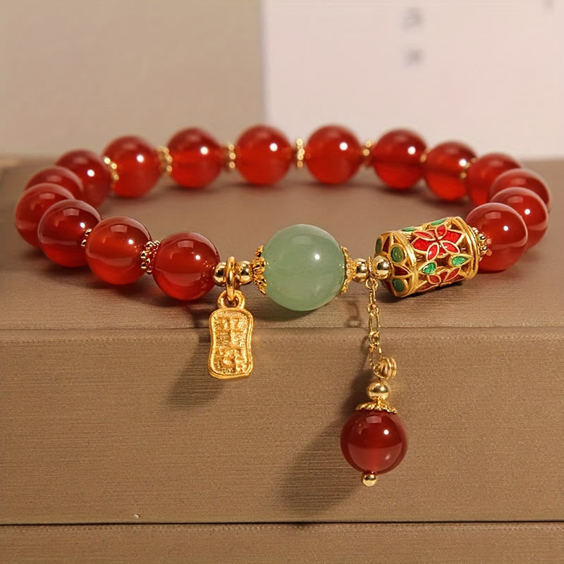 FuAttract Protection Luck & Harmony Red Agate Lucky Bead Acacia Seed Peace Plaque Bracelet - image 2