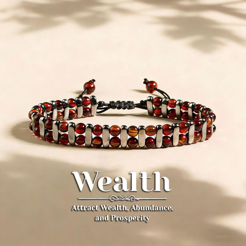 FREE Today: Courage Focus & Stability Red Tiger's Eye Hematite Double Layer Woven Bracelet - Red Tiger Eye - image 0