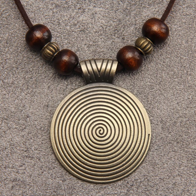 FREE Today: Grounding Harmony & Confidence Vintage Round Pendant Wood Beaded Necklace - image 2