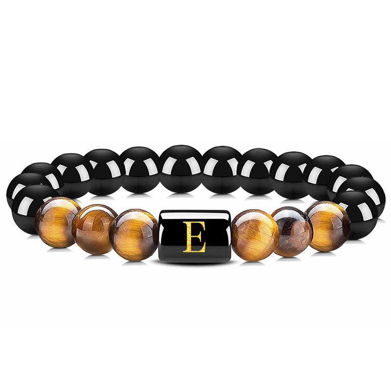 FuAttract Confidence Focus & Identity 26 Letters Tiger's Eye Black Onyx Beaded Bracelet - E - image 10