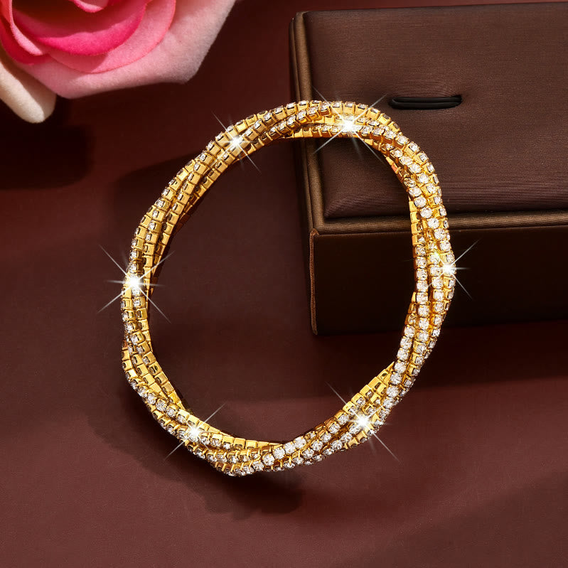 FuAttract Elegance Confidence & Harmony Sparkling Rhinestone Zinc Alloy Wrap Bracelet - Golden - image 6