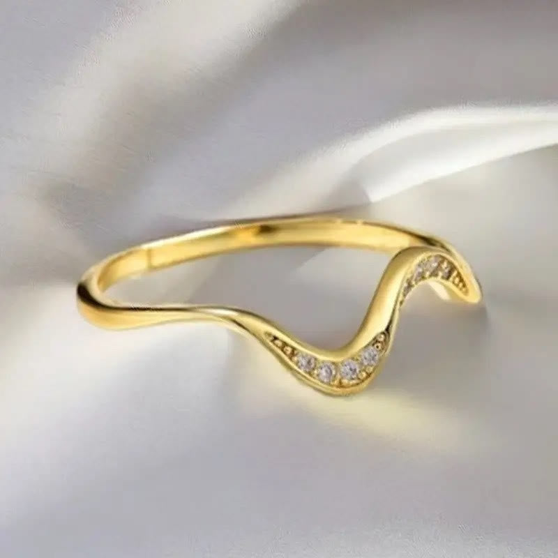 FuAttract Grace Elegance & Harmony Wave Design Rhinestone Zinc Alloy Ring - image 7