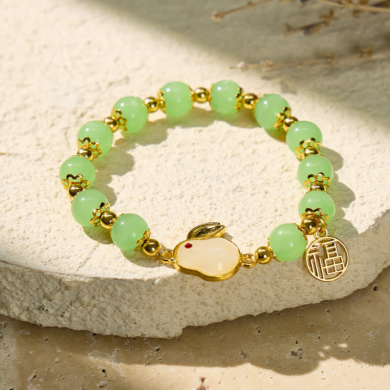 FuAttract Blessing Harmony & Balance Hetian Jade Rabbit Fu Charm Bracelet - image 2