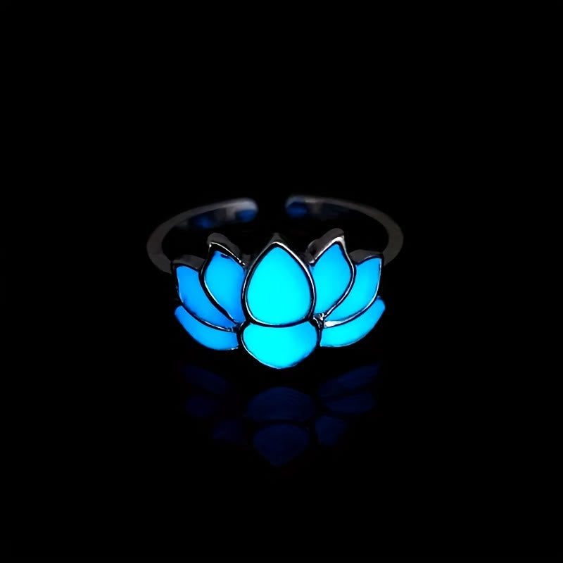 FREE Today: Serenity Purity & Harmony Glow in The Dark Lotus Zinc Alloy Ring - Blue Light - image 5