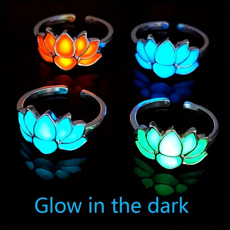 FREE Today: Serenity Purity & Harmony Glow in The Dark Lotus Zinc Alloy Ring - image 2