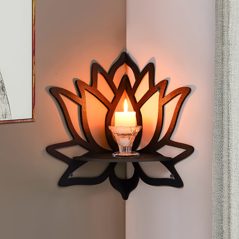FREE Today: Harmony Peace & Serenity Wood Lotus Hollow Design Wooden Corner Shelf Wall Decor - Lotus - image 8