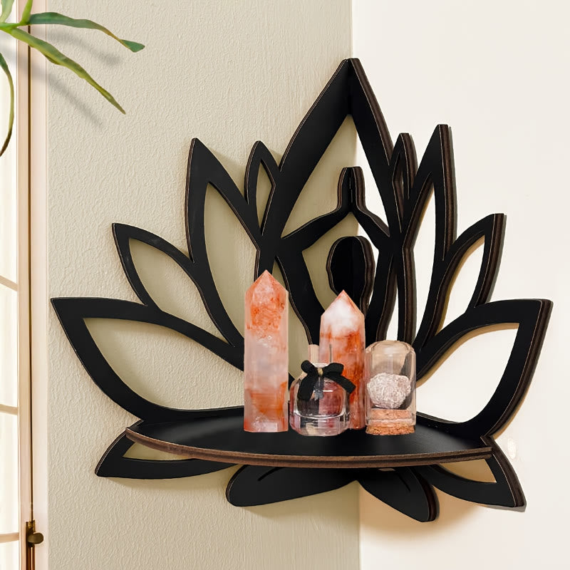 FREE Today: Harmony Peace & Serenity Wood Lotus Hollow Design Wooden Corner Shelf Wall Decor - image 3