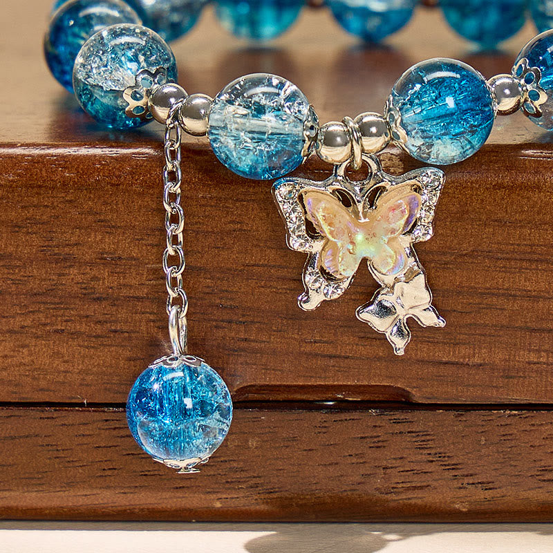 FuAttract Love & Harmony Blue Glaze Beads Butterfly Charm Bracelet - image 4