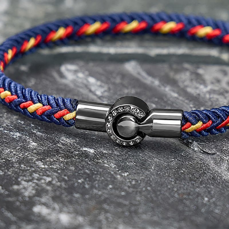 FuAttract Luck Harmony & Traditional Blessings Five Color Cord Stainless Steel Magnetic Clasp Bracelet - image 4