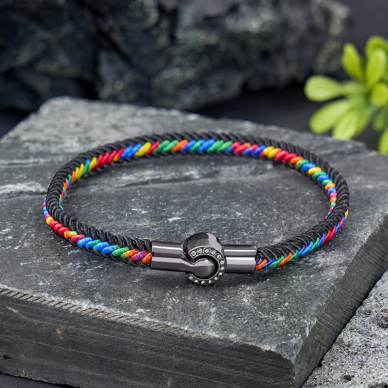 FuAttract Luck Harmony & Traditional Blessings Five Color Cord Stainless Steel Magnetic Clasp Bracelet - Multicolor - image 14