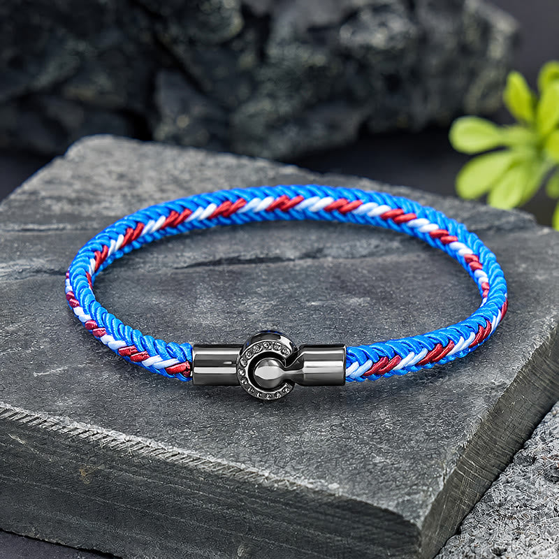 FREE Today: Luck Harmony & Traditional Blessings Five Color Cord Stainless Steel Magnetic Clasp Bracelet - Light Blue - image 8