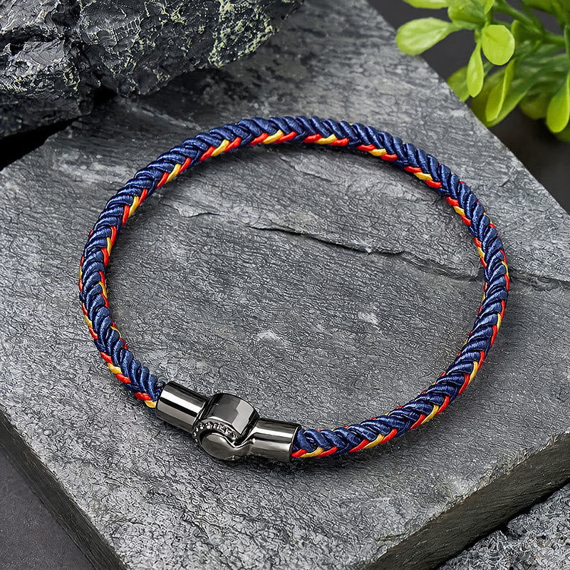 FuAttract Luck Harmony & Traditional Blessings Five Color Cord Stainless Steel Magnetic Clasp Bracelet - image 2