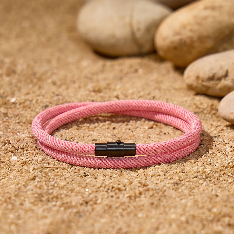 FuAttract Stability Strength & Calm Minimalist Braided Cord Double Layer Bracelet - Pink - image 17