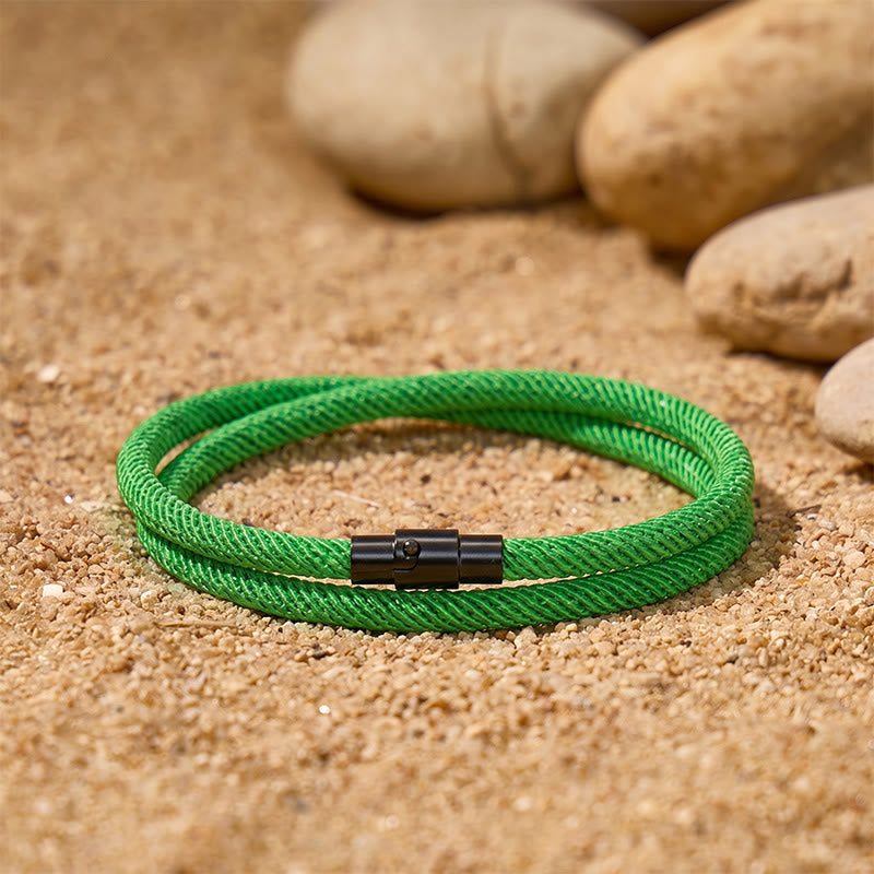 FuAttract Stability Strength & Calm Minimalist Braided Cord Double Layer Bracelet - Green - image 19
