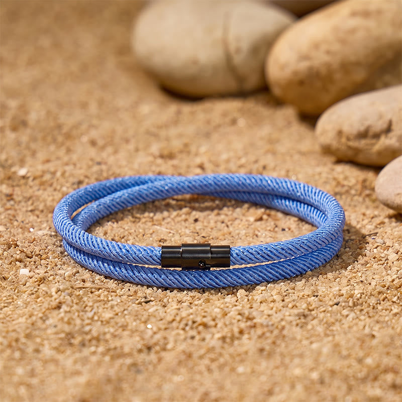 FuAttract Stability Strength & Calm Minimalist Braided Cord Double Layer Bracelet - Light Blue - image 20