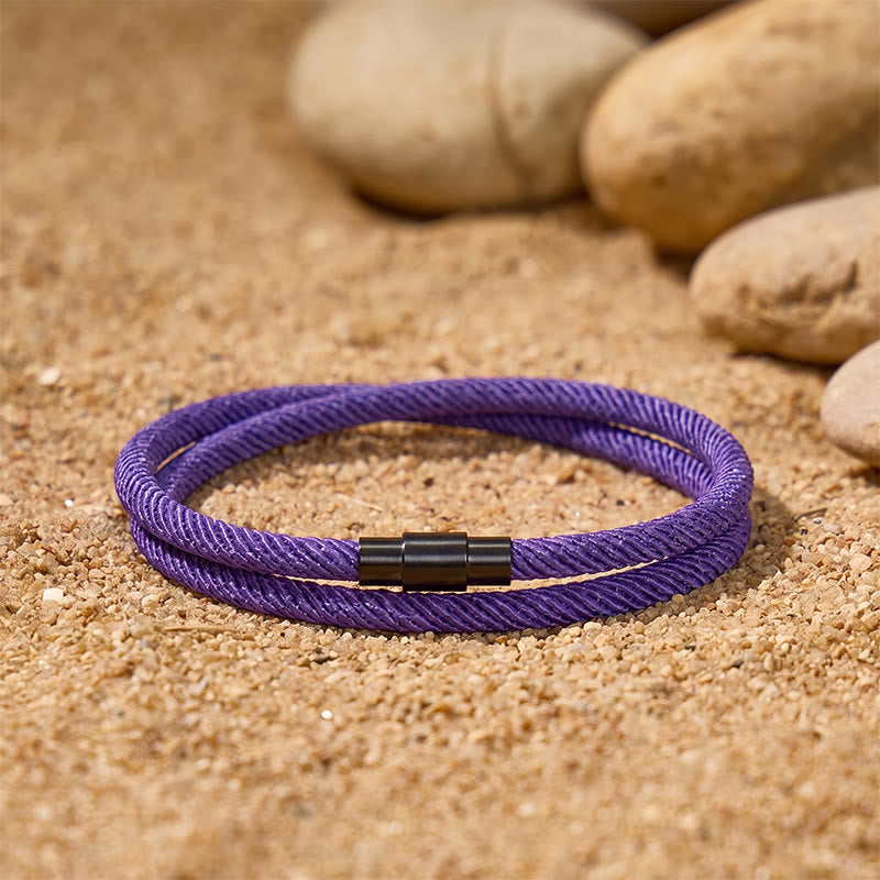 FREE Today: Stability Strength & Calm Minimalist Braided Cord Double Layer Bracelet - Purple - image 21