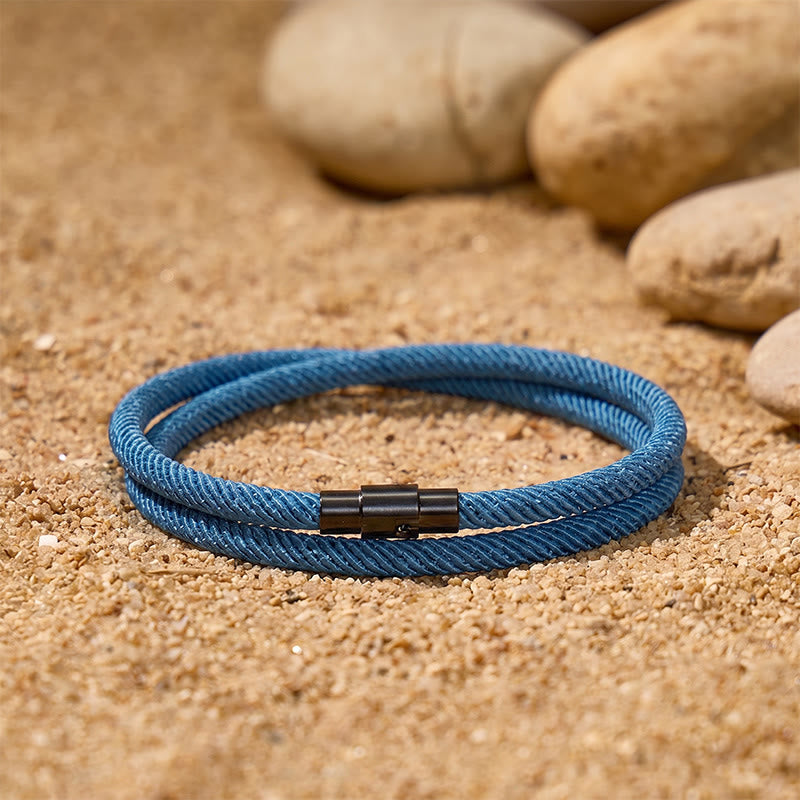 FuAttract Stability Strength & Calm Minimalist Braided Cord Double Layer Bracelet - Blue - image 10