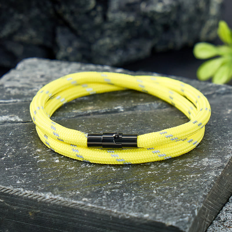 FuAttract Strength Courage & Resilience Stainless Steel Magnetic Clasp Double Layer Sport Outdoor Rope Bracelet - Yellow - 23cm - image 10