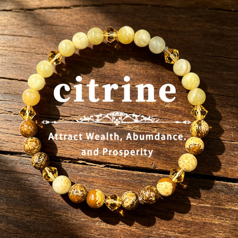 FuAttract Wealth Luck & Fortune Citrine Topaz Yellow Jade Bracelet - 5.9-7.87in/15-20cm - image 0
