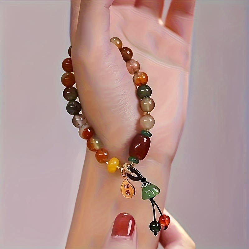 FuAttract Joy Creativity & Colorful Harmony Vintage Pompom Pendant Colorful Glaze Bead Bracelet - image 4
