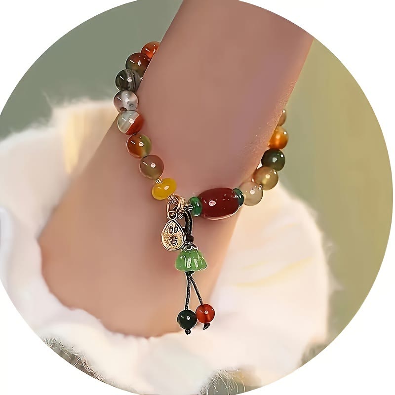 FuAttract Joy Creativity & Colorful Harmony Vintage Pompom Pendant Colorful Glaze Bead Bracelet - image 3