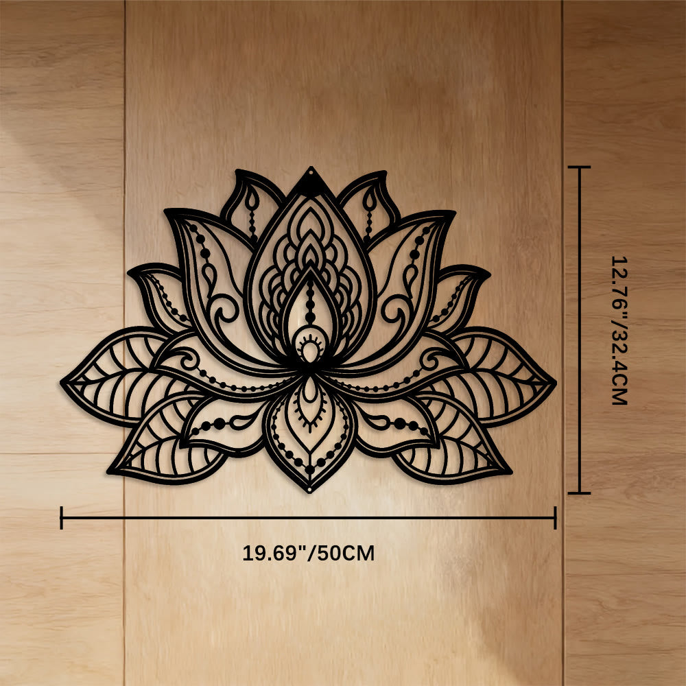 FuAttract Purity Serenity & Elegant Energy Lotus Mandala Metal Wall Decor Home Art Decor - Black - 19.69"*12.76"*0.05"/50*32.4*0.12cm - image 6