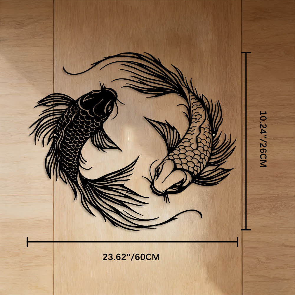 FuAttract Fortune Prosperity & Success Double Koi Fish Metal Wall Decor Home Art Decor - Black - 23.62"*10.24"*0.05"/60*26*0.12cm - image 5