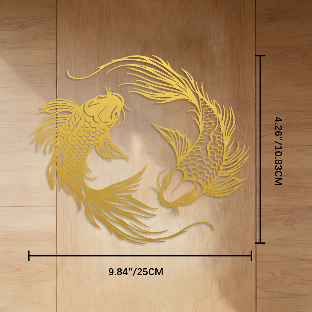 FuAttract Fortune Prosperity & Success Double Koi Fish Metal Wall Decor Home Art Decor - Golden - 9.84"*4.26"*0.04"/25*10.83*0.1cm - image 11