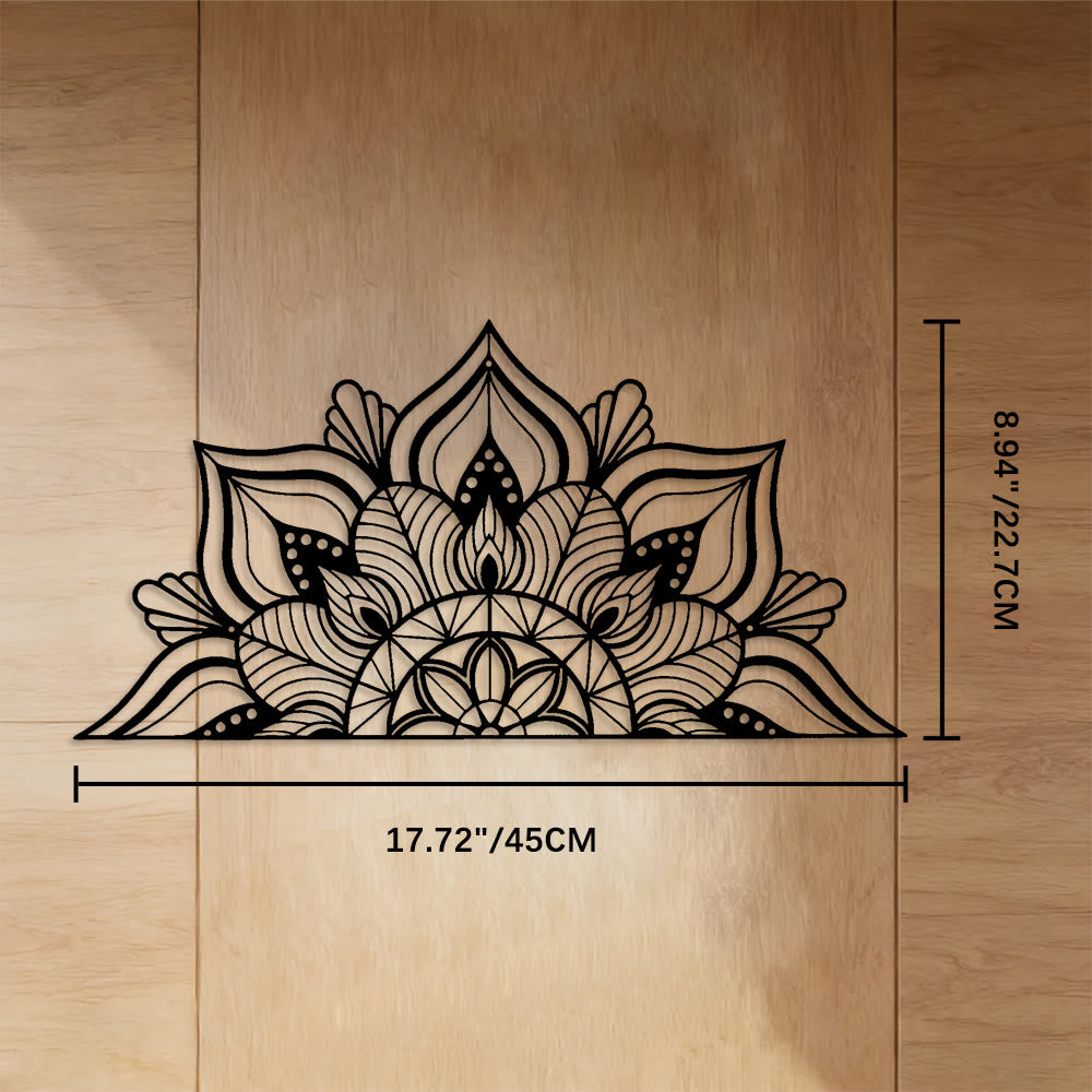FuAttract Focus Alignment & Creative Half Mandala Design Metal Wall Decor Home Art Decor - Black - 17.72"*8.94"*0.04"/45*22.7*0.1cm - image 6