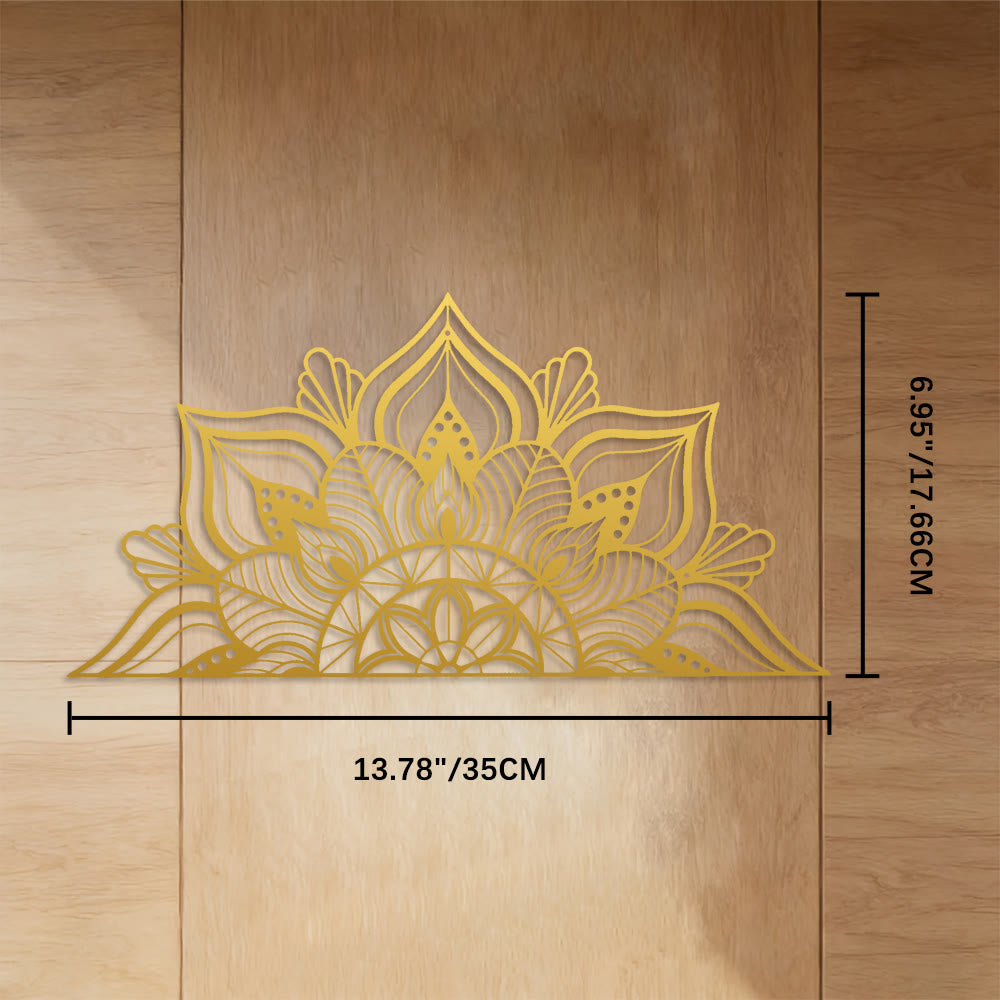 FuAttract Focus Alignment & Creative Half Mandala Design Metal Wall Decor Home Art Decor - Golden - 13.78"*6.95"*0.04"/35*17.66*0.1cm - image 13