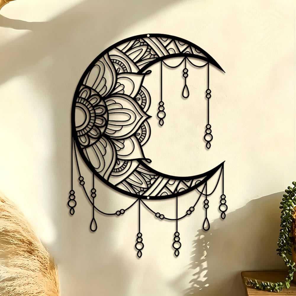 FuAttract Serenity Harmony & Mystic Crescent Moon Mandala Metal Wall Decor Home Art Decor - image 0
