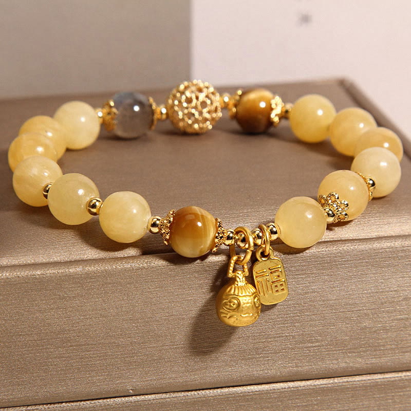 FuAttract Fortune Prosperity & Wealth Yellow Jade Pixiu Fu Character Bracelet - image 2