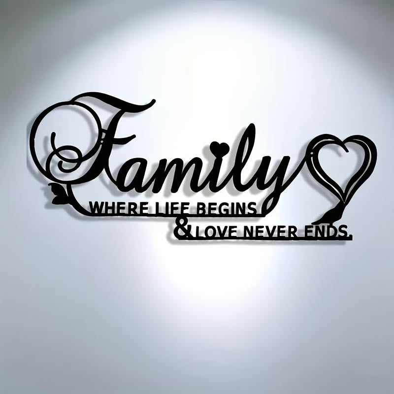 FuAttract Happiness Togetherness & Heartfelt Family Where Life Begins & Love Never Ends Metal Wall Decor Home Art Decor - image 2