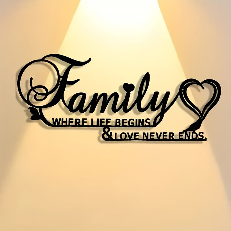 FuAttract Happiness Togetherness & Heartfelt Family Where Life Begins & Love Never Ends Metal Wall Decor Home Art Decor - image 0