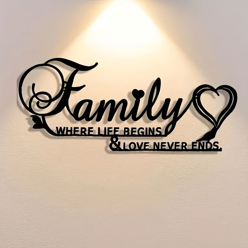 FuAttract Happiness Togetherness & Heartfelt Family Where Life Begins & Love Never Ends Metal Wall Decor Home Art Decor - image 4