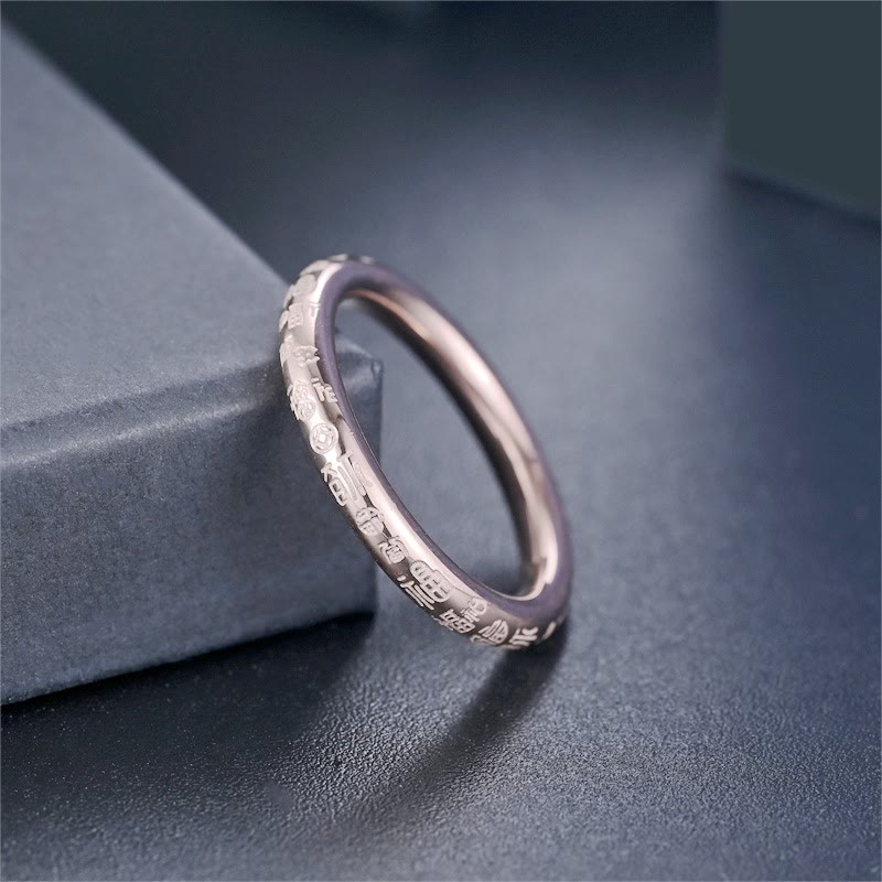FuAttract Prosperity Luck & Good Fortune Gold FU Stainless Steel Ring - US 12 - Rose Gold - image 5