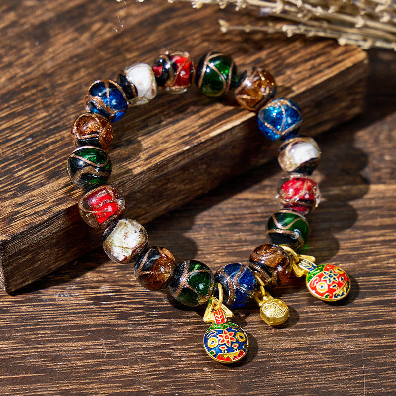 FuAttract Fortune Wealth & Abundance Money Beast Charm Gold Foil Ash Glaze Bead Bracelet - image 2
