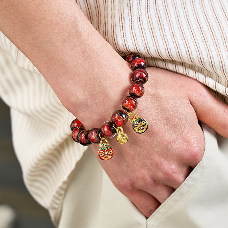 FuAttract Fortune Wealth & Abundance Money Beast Charm Gold Foil Ash Glaze Bead Bracelet - image 10