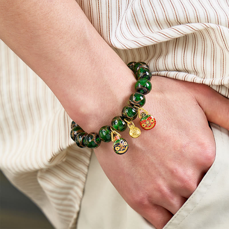 FuAttract Fortune Wealth & Abundance Money Beast Charm Gold Foil Ash Glaze Bead Bracelet - image 8
