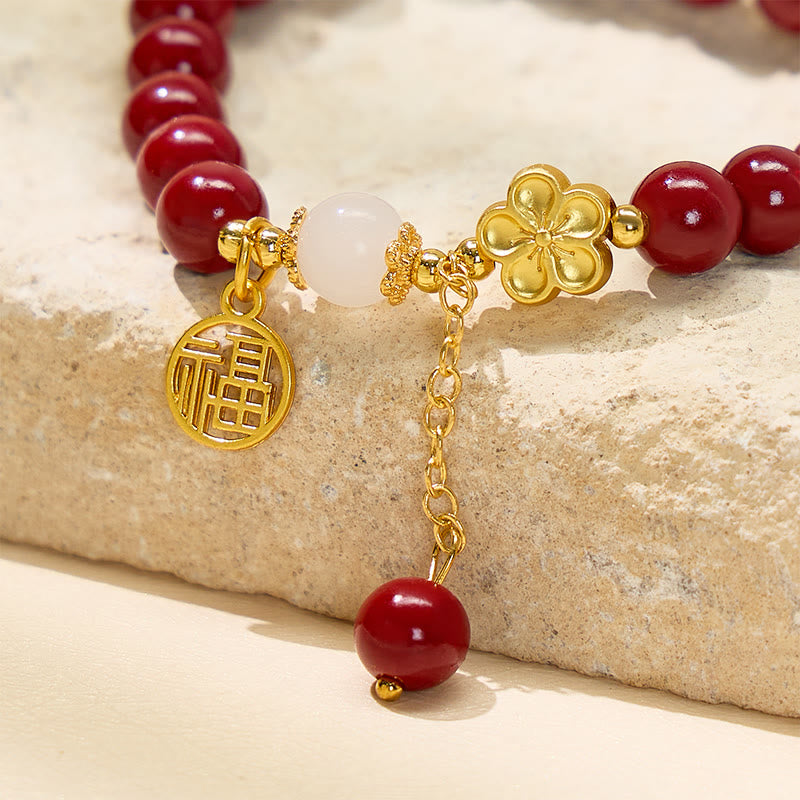 FuAttract Protection & Positive Energy Cinnabar Peach Blossom Fu Character Bracelet - image 5