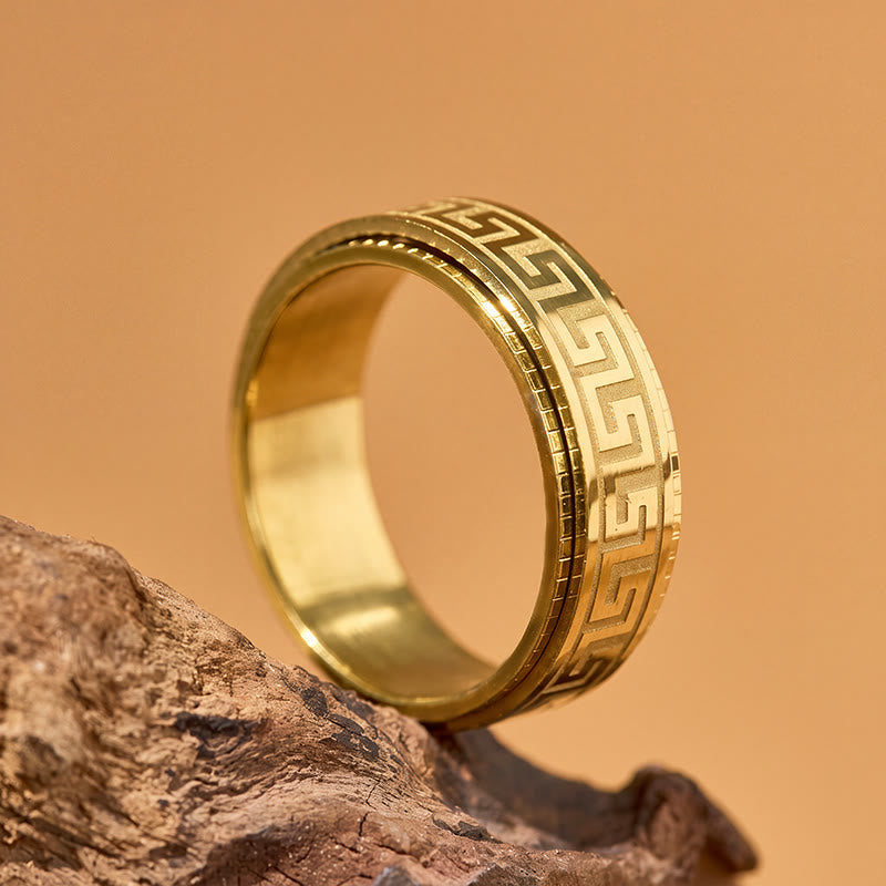 FuAttract Resilience Focus & Grounding Energy Titanium Steel Rotating Greek Key Ring - image 9
