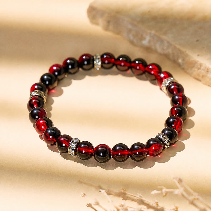 FuAttract Passion Vitality & Positive Energy Red Crystal Boho Glaze Bead Bracelet - 5.9-7.9in/15-20cm - image 0