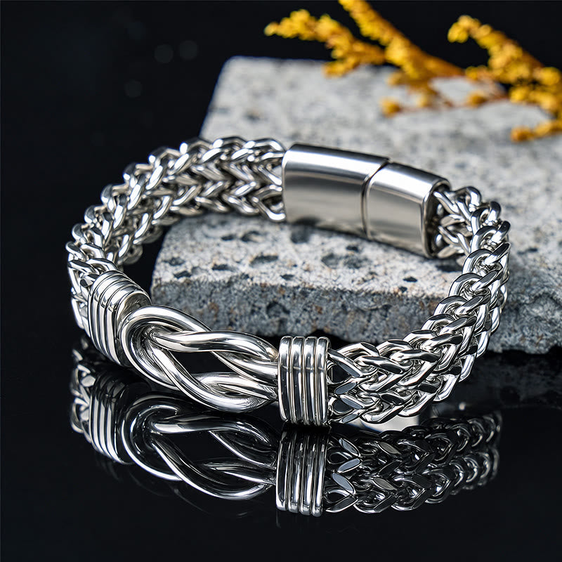 FuAttract Strength Confidence & Protection Stainless Steel Twist Link Double Layer Chain Bracelet - image 1